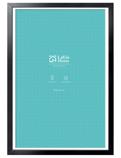 LaVie Home 14x18 Picture Frame Black Poster Frame,Display Pictures 12x16 with Mat or 14x18 Without Mat, Stable and Sturdy Frame and Polished Plexiglass, Horizontal and Vertical Format of The Walls