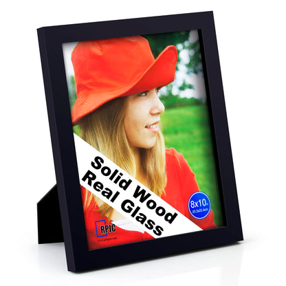 RPJC 5x7 Solid Wood Picture Frame with Real Glass Cover Black