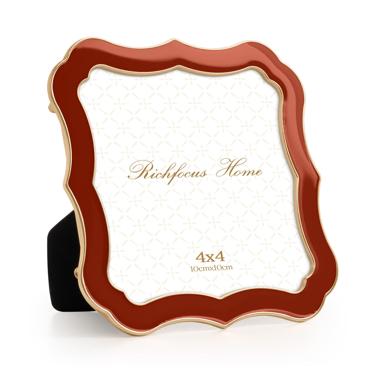 4x6 Enamel Picture Frame with HD-Tempered Glass, Display 3x5 Photo with Mat, Ornate Photo Frame with Gold Metal Edge & Velvet Back for Tabletop & Wall Mount Vertically or Horizontally Display, White