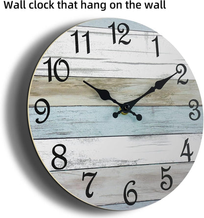 CHYLIN Wall Clock Non-Ticking Battery Operated Silent Rustic Coastal