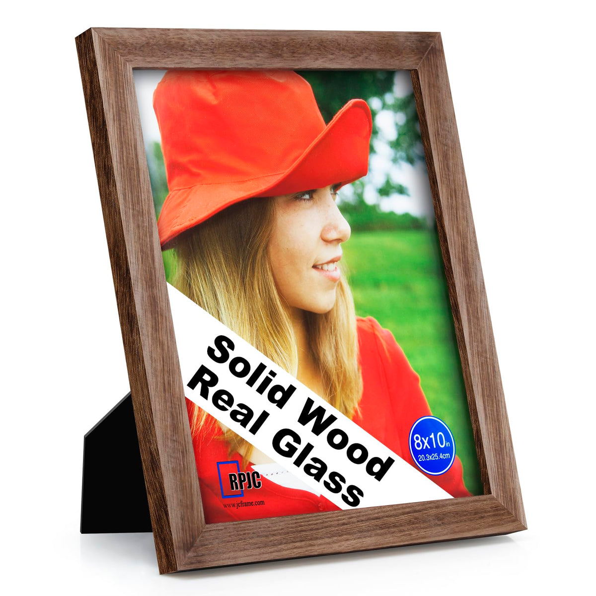 RPJC 5x7 Solid Wood Picture Frame with Real Glass Cover Black