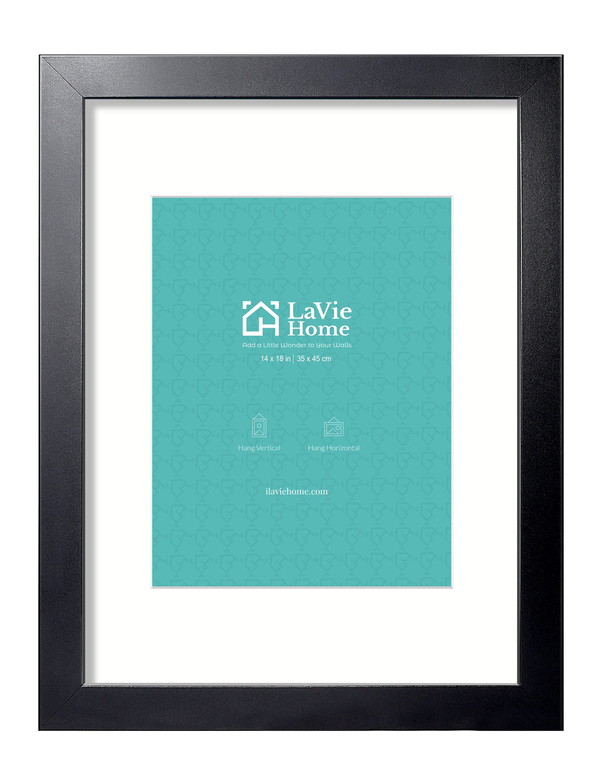 LaVie Home 14x18 Picture Frame Black Poster Frame,Display Pictures 12x16 with Mat or 14x18 Without Mat, Stable and Sturdy Frame and Polished Plexiglass, Horizontal and Vertical Format of The Walls