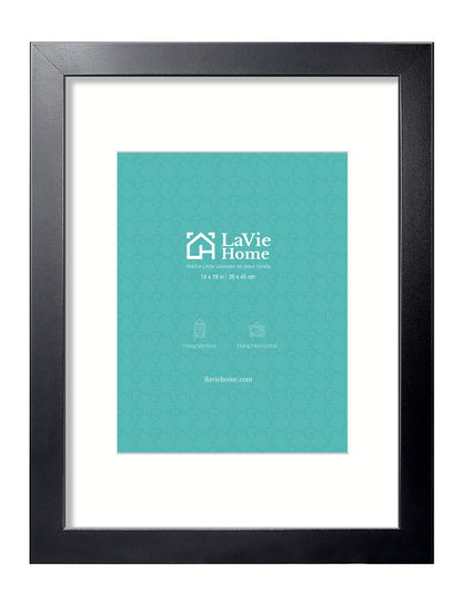 LaVie Home 14x18 Picture Frame Black Poster Frame,Display Pictures 12x16 with Mat or 14x18 Without Mat, Stable and Sturdy Frame and Polished Plexiglass, Horizontal and Vertical Format of The Walls
