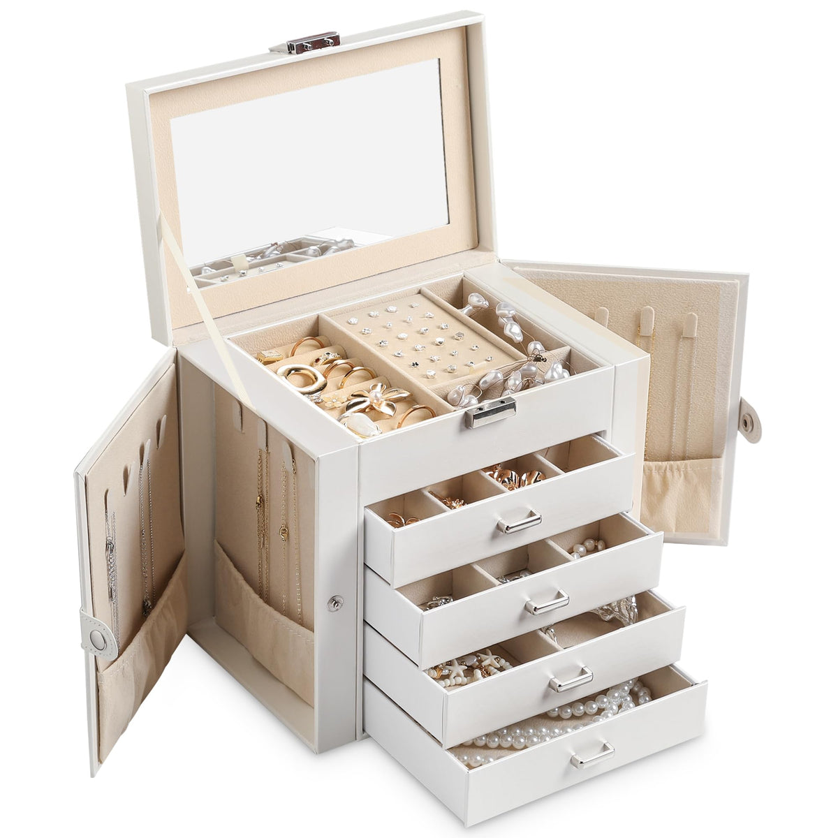 Frebeauty 6-Layer Jewelry Box for Women,Large Jewelry Organizer with Drawer