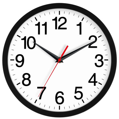 Rohioue Wall Clock Analog 10 Inch Black Battery Operated Silent Clock