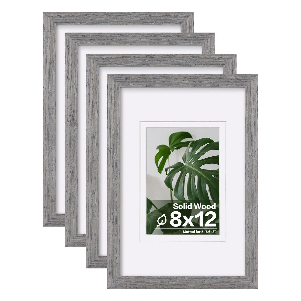 Egofine 8x10 Picture Frames Set of 4, Made of Solid Wood Covered by Plexiglass 4x6 and 5x7 with Mat or 8x10 without Mat, for Table Top Display and Wall Mounting Photo Frame White