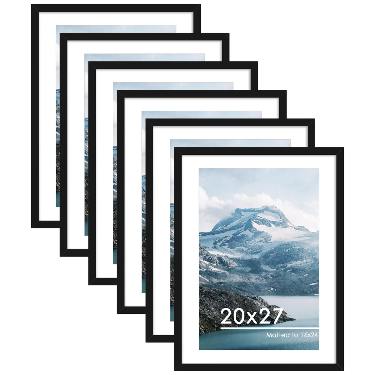PEALSN 8x10 Picture Frame Set of 6,Wall or Tabletop Display,Black Woodgrain