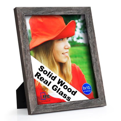 RPJC 5x7 Solid Wood Picture Frame with Real Glass Cover Black