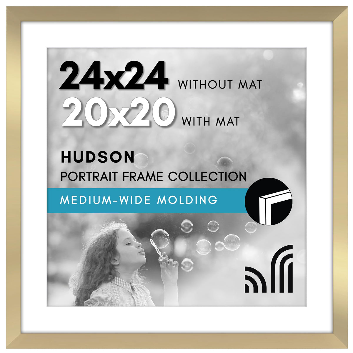 Americanflat 22x28 Poster Frame - Matted to 18x24 - Engineered Wood - Black