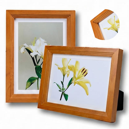 8x10 Wooden Picture Frame, Displays 8x10 Without Mat or 5x7 With Mat, Solid Wood Colorful Photo Frame for Wall Tabletop, Real Glass, Rustic Stepped Edge, 2 Pack, Brown