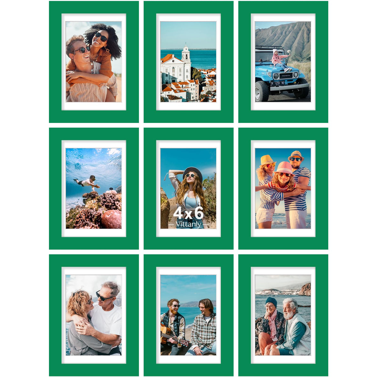 Vittanly 8x10 Picture Frames Set of 9 for Wall or Tabletop Display, Black