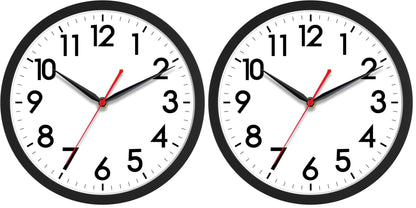 AKCISOT 10 Inch Wall Clock, Silent Battery Operated Analog Clock, Black