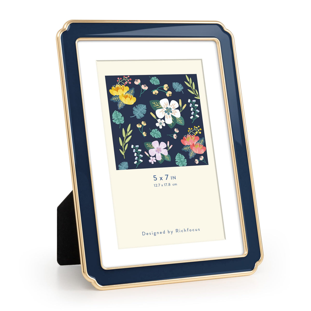 4x6 Enamel Picture Frame with HD-Tempered Glass, Display 3x5 Photo with Mat, Ornate Photo Frame with Gold Metal Edge & Velvet Back for Tabletop & Wall Mount Vertically or Horizontally Display, White