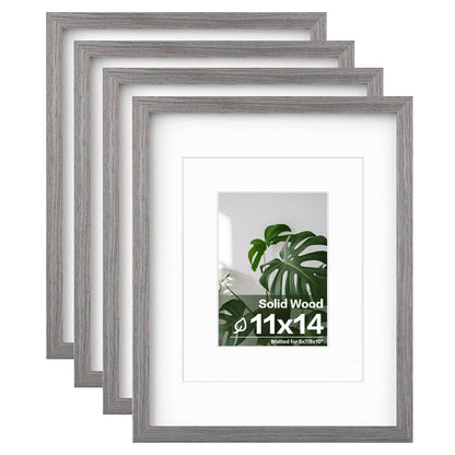 Egofine 8x10 Picture Frames Set of 4, Made of Solid Wood Covered by Plexiglass 4x6 and 5x7 with Mat or 8x10 without Mat, for Table Top Display and Wall Mounting Photo Frame White