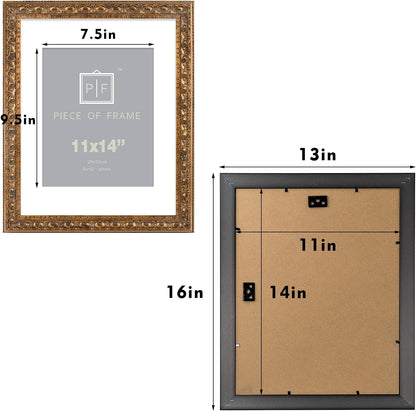 Golden State Art 11x14 Bronze Photo Frame White Mat for 8x10 Real Glass