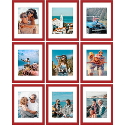 Vittanly 8x10 Picture Frames Set of 9 for Wall or Tabletop Display, Black