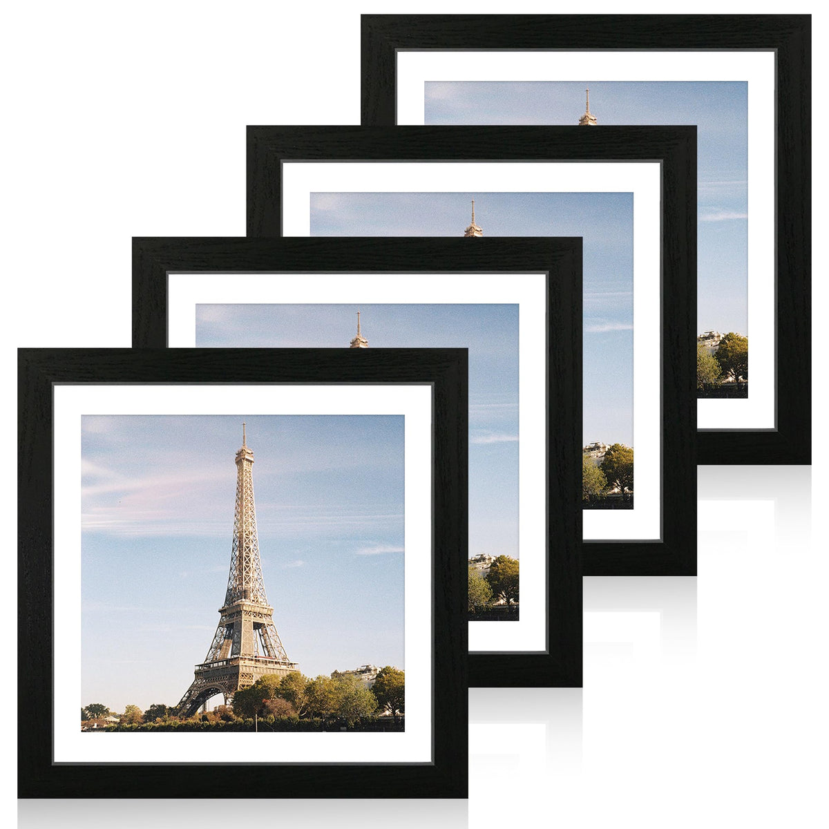 iRahmen 5x7 Picture Frame Set of 4, High Definition Real Glass Rustic Brown Frame, 5 x 7 Wood Photo Frames for Tabletop Display and Wall Mounting