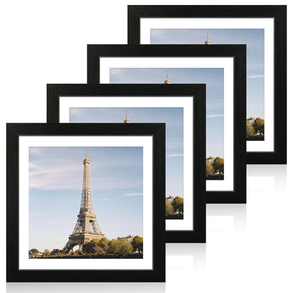 iRahmen 5x7 Picture Frame Set of 4, High Definition Real Glass Rustic Brown Frame, 5 x 7 Wood Photo Frames for Tabletop Display and Wall Mounting