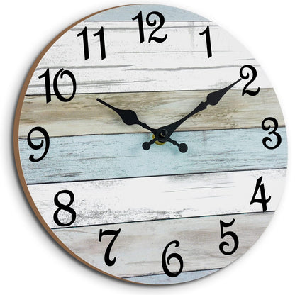 CHYLIN Wall Clock Non-Ticking Battery Operated Silent Rustic Coastal
