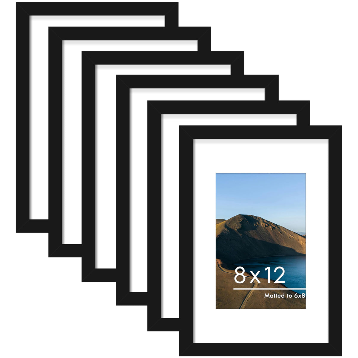PEALSN 8x10 Picture Frame Set of 6,Wall or Tabletop Display,Black Woodgrain
