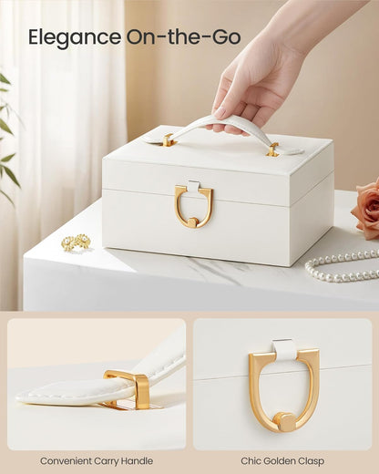 SONGMICS 2-Layer Jewelry Box, Jewelry Organizer with Handle, Removable Tray