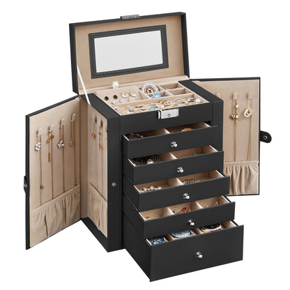 SONGMICS 5-Layer Jewelry Box Organizer with 4 Drawers, Lock and Mirror