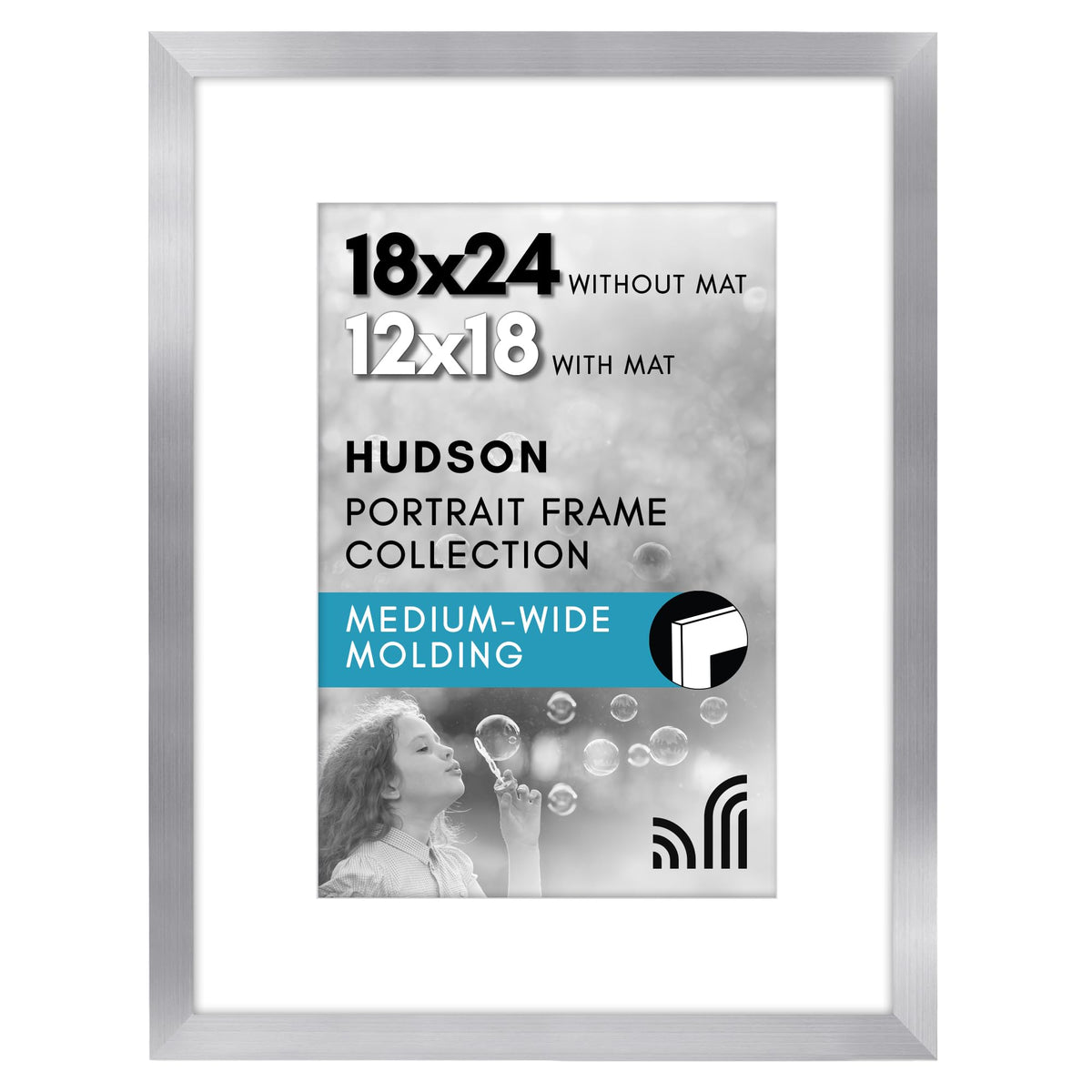 Americanflat 22x28 Poster Frame - Matted to 18x24 - Engineered Wood - Black