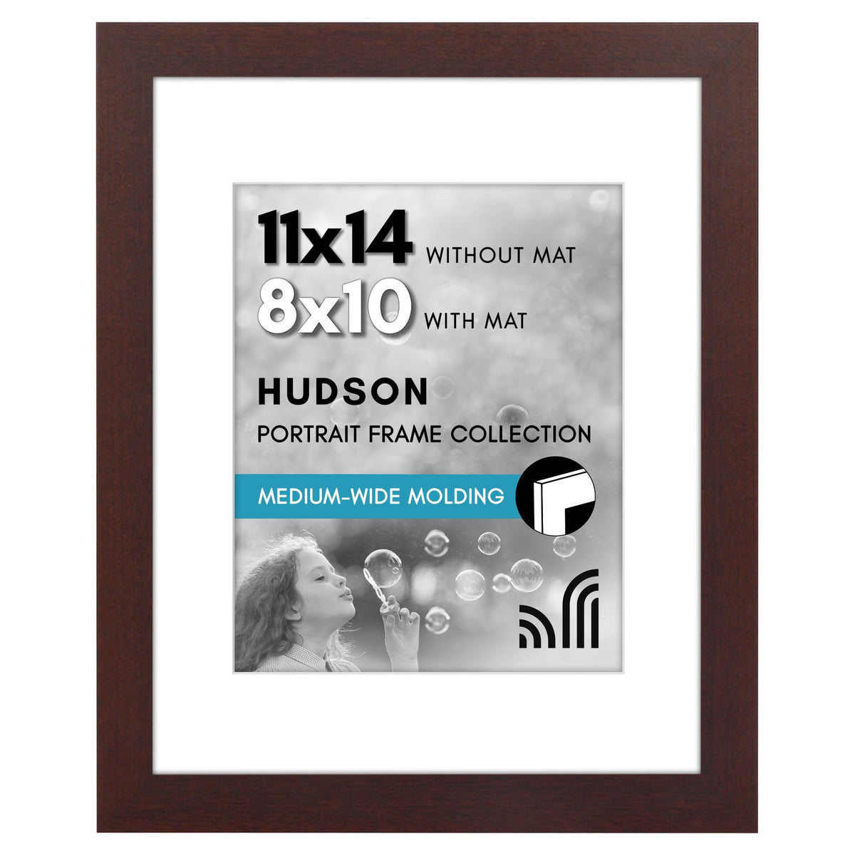 Americanflat 22x28 Poster Frame - Matted to 18x24 - Engineered Wood - Black