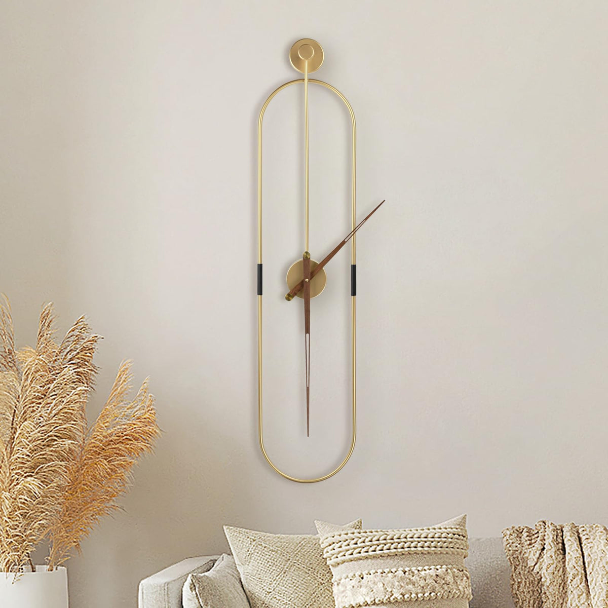 DRELIFAM Modern Wall Clock Large Wall Clocks with Walnut Dial Silent Non-Ticking for Living Room Home Decor Bedroom Kitchen Office