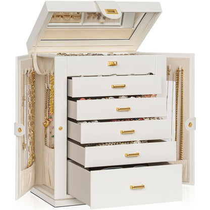 AKOZLIN 6-Tier Jewelry Box Organizer 5 Drawers Storage Black Regular