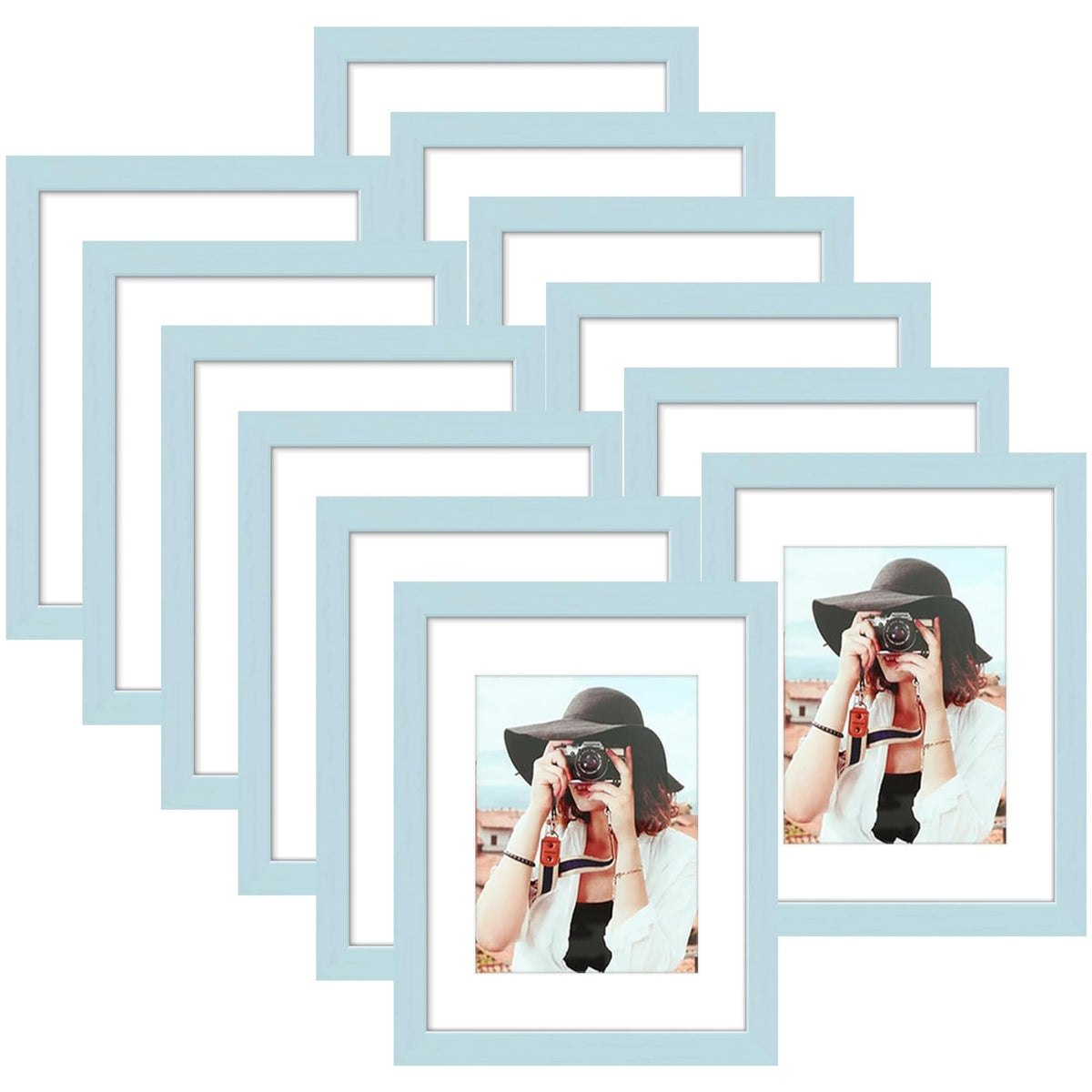 Picrit 8x10 Picture Frame Set of 12, Modern Gallery Wall Frames, Black