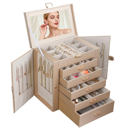 BOOVO Large Jewelry Box for Women 6 Layer