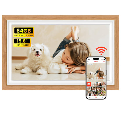 64GB 15.6" Frameo Digital Picture Frame WiFi, Large Electronic Photo Frames