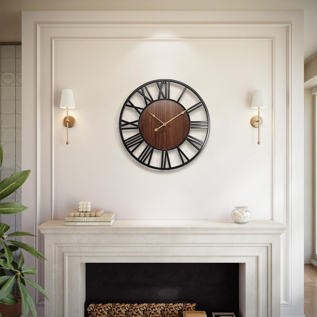 Vantic 32 Inch Large Wall Clock, Roman Numeral Metal Oversized Wall Clocks