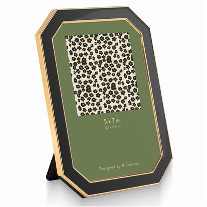 4x6 Enamel Picture Frame with HD-Tempered Glass, Display 3x5 Photo with Mat, Ornate Photo Frame with Gold Metal Edge & Velvet Back for Tabletop & Wall Mount Vertically or Horizontally Display, White
