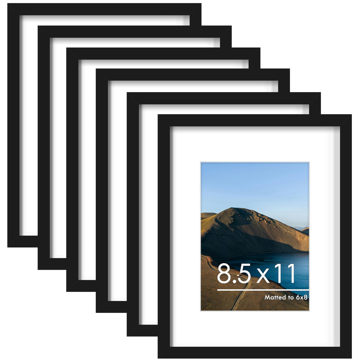 PEALSN 8x10 Picture Frame Set of 6,Wall or Tabletop Display,Black Woodgrain