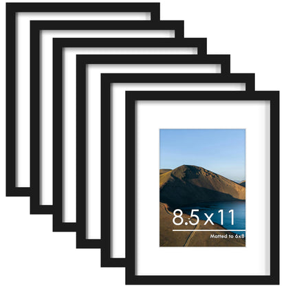 PEALSN 8x10 Picture Frame Set of 6,Wall or Tabletop Display,Black Woodgrain