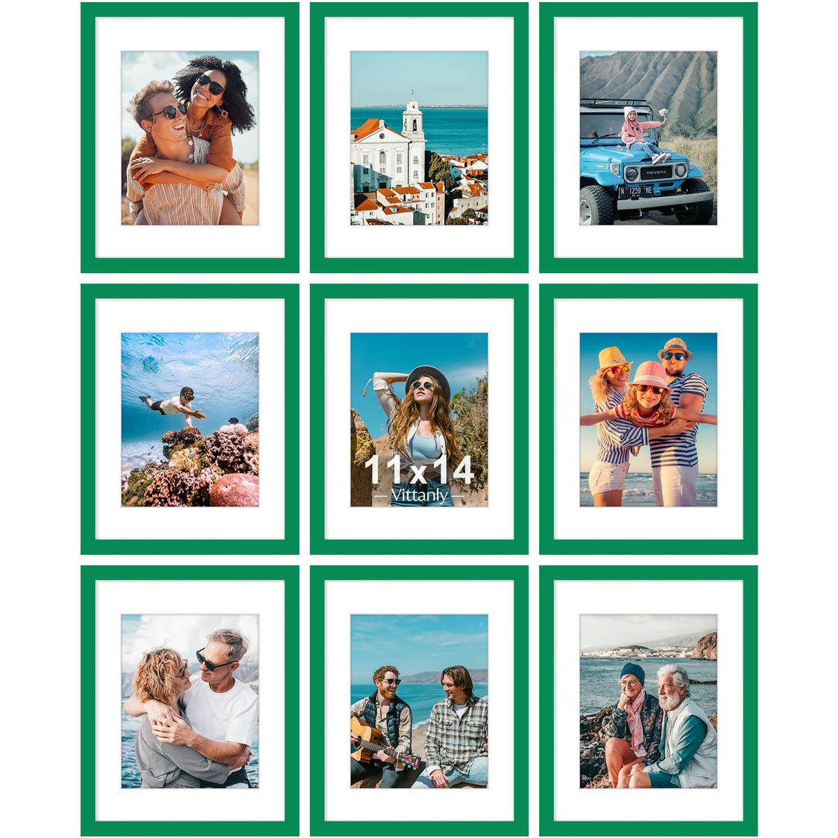 Vittanly 8x10 Picture Frames Set of 9 for Wall or Tabletop Display, Black