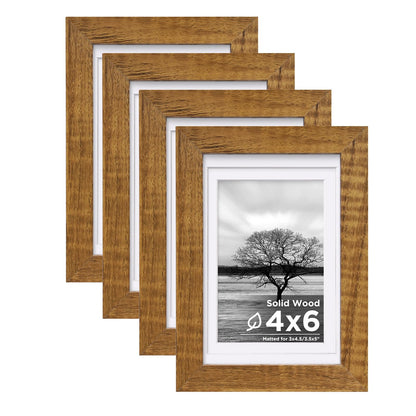 Egofine 8x10 Picture Frames Set of 4, Made of Solid Wood Covered by Plexiglass 4x6 and 5x7 with Mat or 8x10 without Mat, for Table Top Display and Wall Mounting Photo Frame White