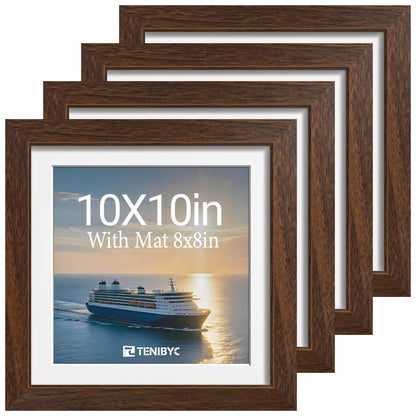 5x7 picture frame 4 Pack, 4x6 Mat, Black Wood, Glass, for Photo