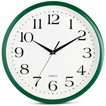 Bernhard Products White Wall Clock Silent Non Ticking 10 Inch Quality Quartz Battery Operated Round Easy to Read Home/Kitchen/Office/Classroom/School Clocks