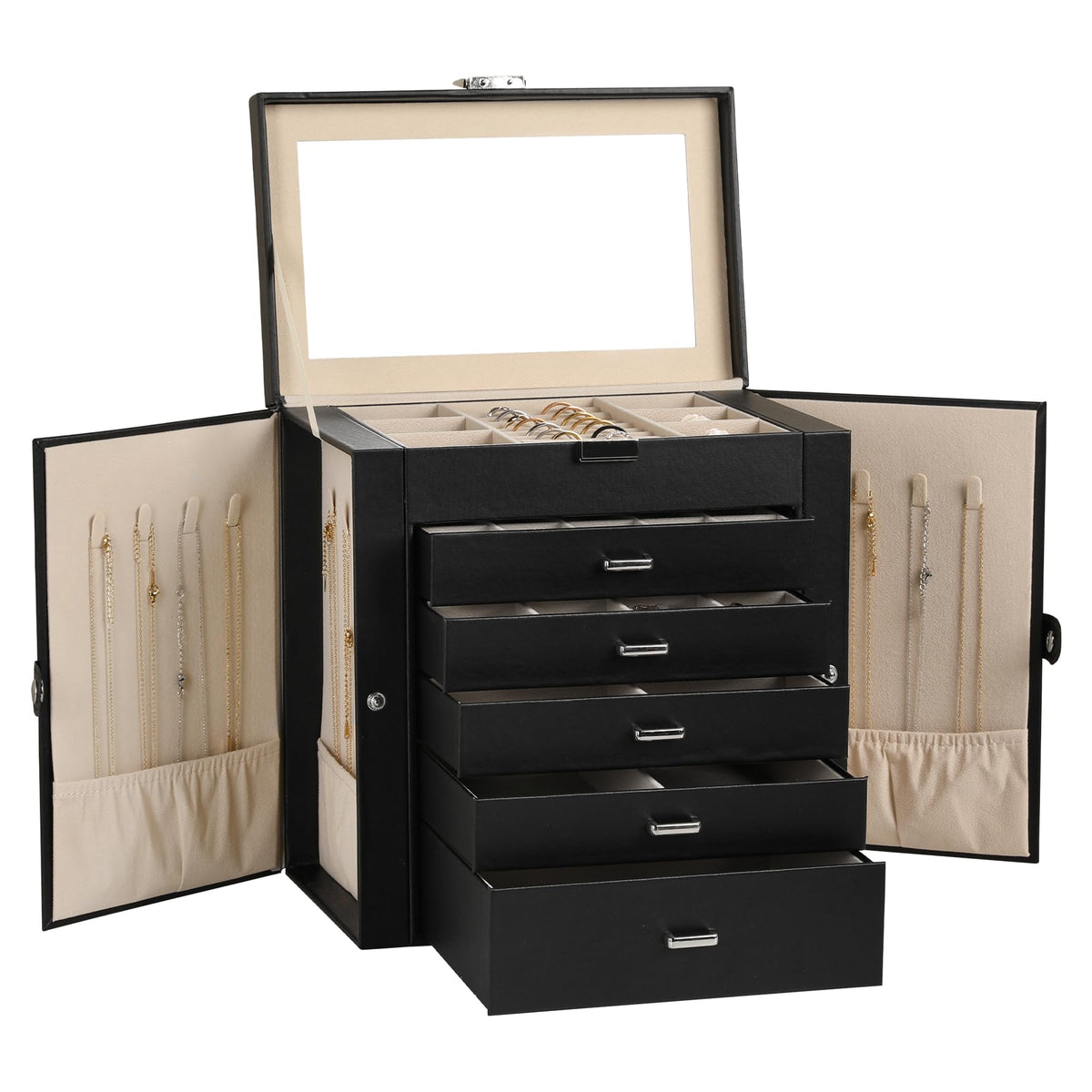 Frebeauty 6-Layer Jewelry Box for Women,Large Jewelry Organizer with Drawer
