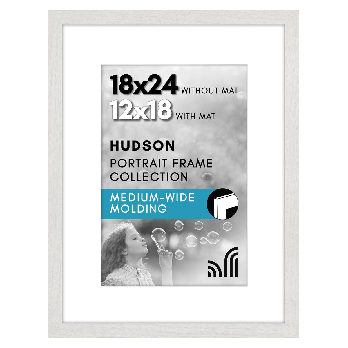 Americanflat 22x28 Poster Frame - Matted to 18x24 - Engineered Wood - Black