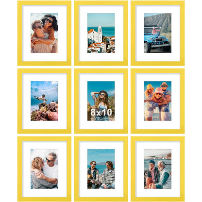 Vittanly 8x10 Picture Frames Set of 9 for Wall or Tabletop Display, Black