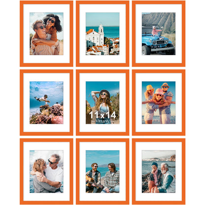 Vittanly 8x10 Picture Frames Set of 9 for Wall or Tabletop Display, Black