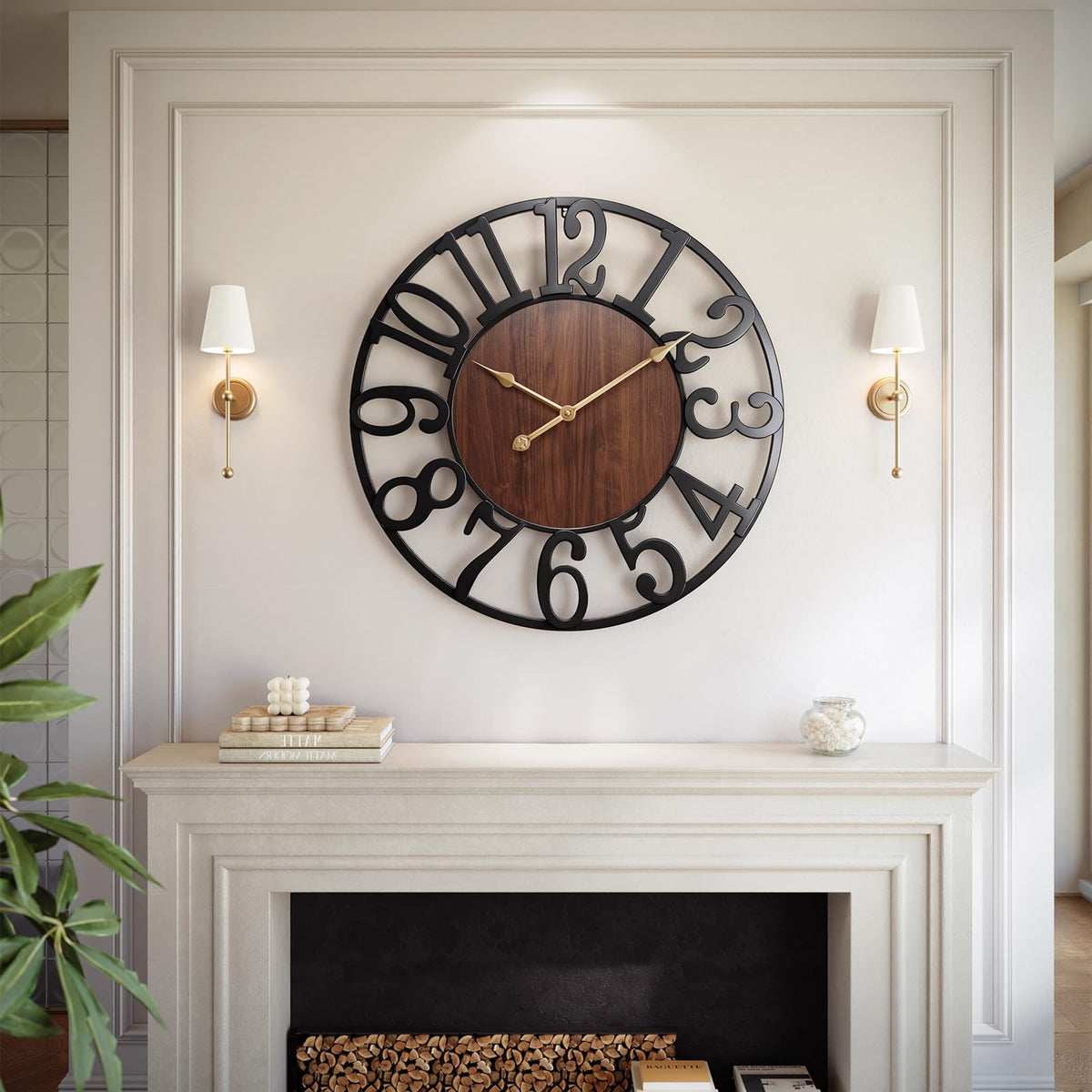 Vantic 32 Inch Large Wall Clock, Roman Numeral Metal Oversized Wall Clocks