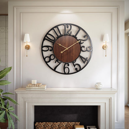 Vantic 32 Inch Large Wall Clock, Roman Numeral Metal Oversized Wall Clocks