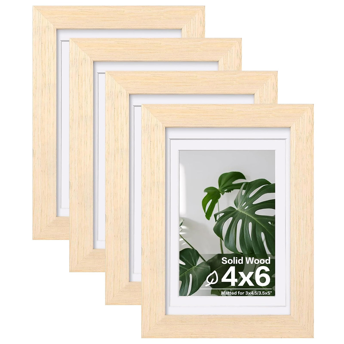 Egofine 8x10 Picture Frames Set of 4, Made of Solid Wood Covered by Plexiglass 4x6 and 5x7 with Mat or 8x10 without Mat, for Table Top Display and Wall Mounting Photo Frame White