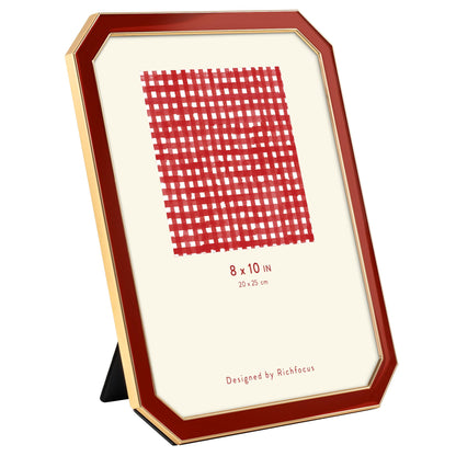 4x6 Enamel Picture Frame with HD-Tempered Glass, Display 3x5 Photo with Mat, Ornate Photo Frame with Gold Metal Edge & Velvet Back for Tabletop & Wall Mount Vertically or Horizontally Display, White