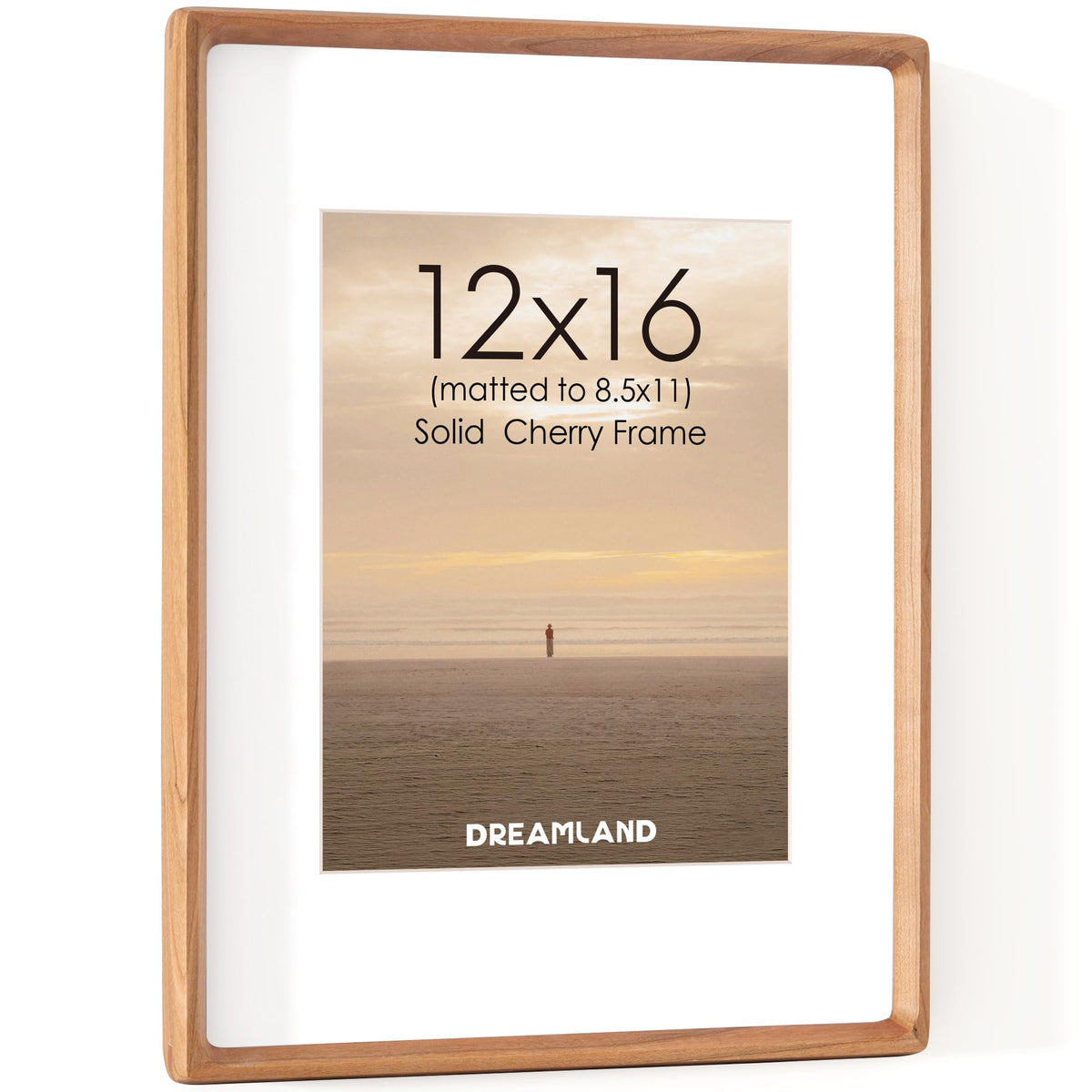 Dreamland 8x10 Picture Frame, USA-Sourced Oak Wood Photo Frames with HD Tempered Glass, 8 x 10 Wooden Frame Matted to 5 x 7, 8x10 Frames Handcrafted Rounded Corner for Tabletop or Wall Display